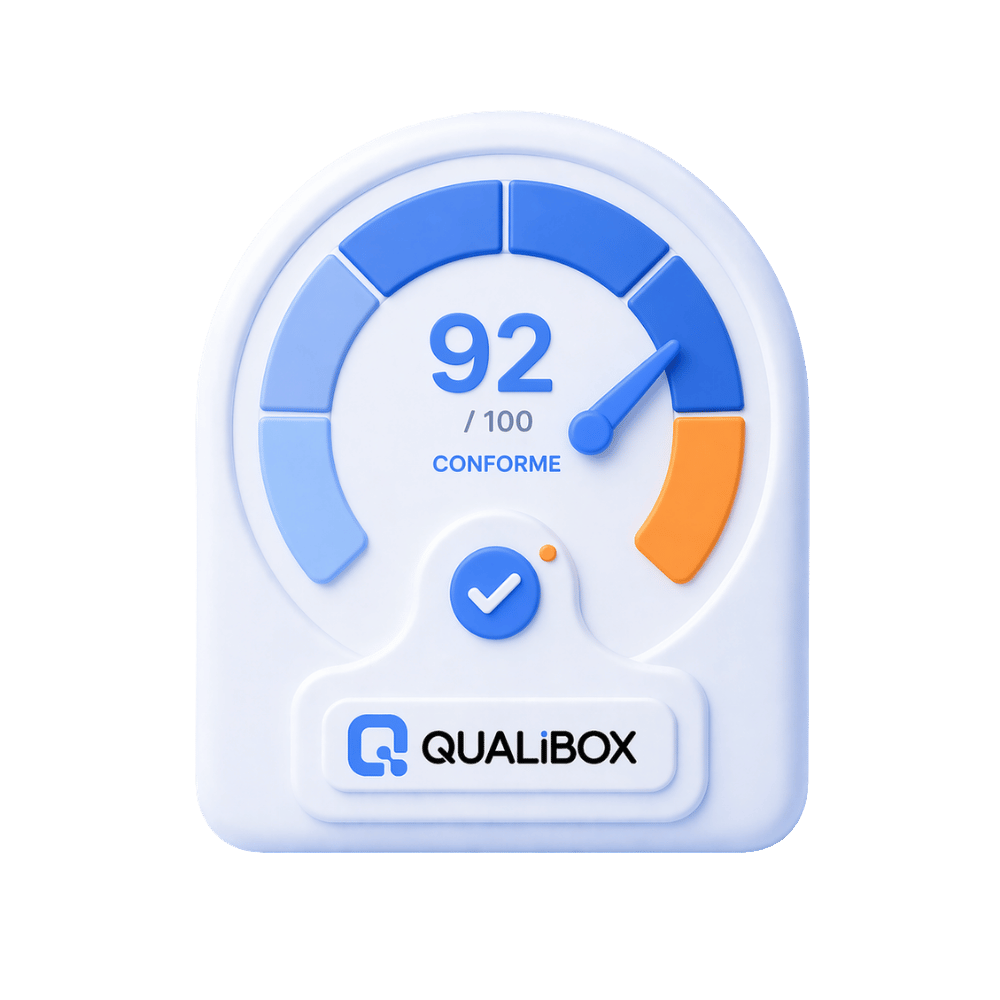 Qualiomètre QUALiBOX — score de conformité 92 sur 100, conforme